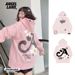 Áo Hoodie Angel-Land Flower-Label Hồng Nhạt