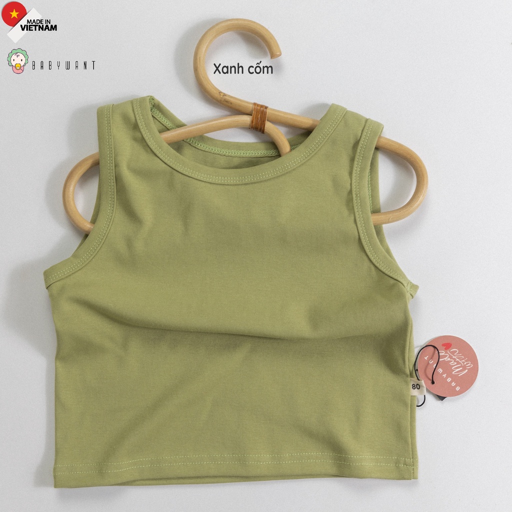 Áo phông 3 lỗ cotton màu vintage cho bé trai bé gái từ 1 tới 6 tuổi