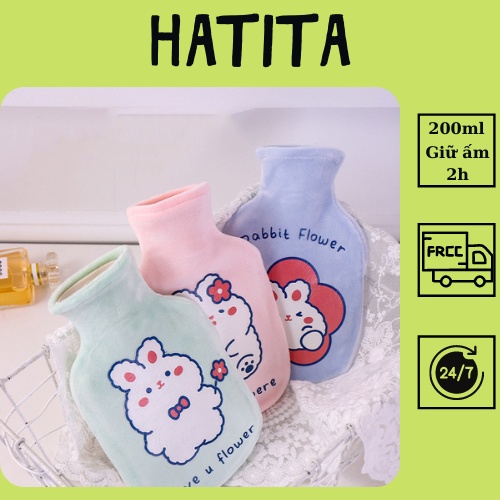 Túi chườm nóng lạnh đa năng có lớp vỏ nhung, chườm ấm nóng đau bụng kinh hiệu quả cho bạn gái, túi sưởi giữ nhiệt Hatita