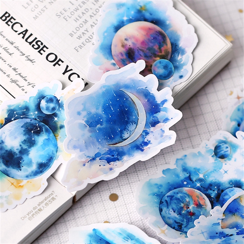 ❀ Blue Planet Diary Giấy và decal dán tường ❀ 15pcs/set Fashion Album Scrapbooks Mixed DIY Decor Stickers ML07449