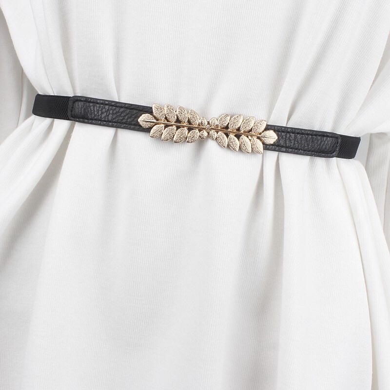Đai Thắt lưng váy mặt lá bản nhỏ 2.3cm ĐV015 vàng nhẹ sang chảnh - Belt nịt váy đầm chun eo simsimshop