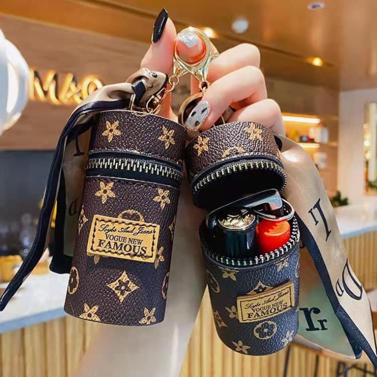 Túi Mini Hình Trụ Họa Tiết Phong Cách Retro Có Khóa Kéo