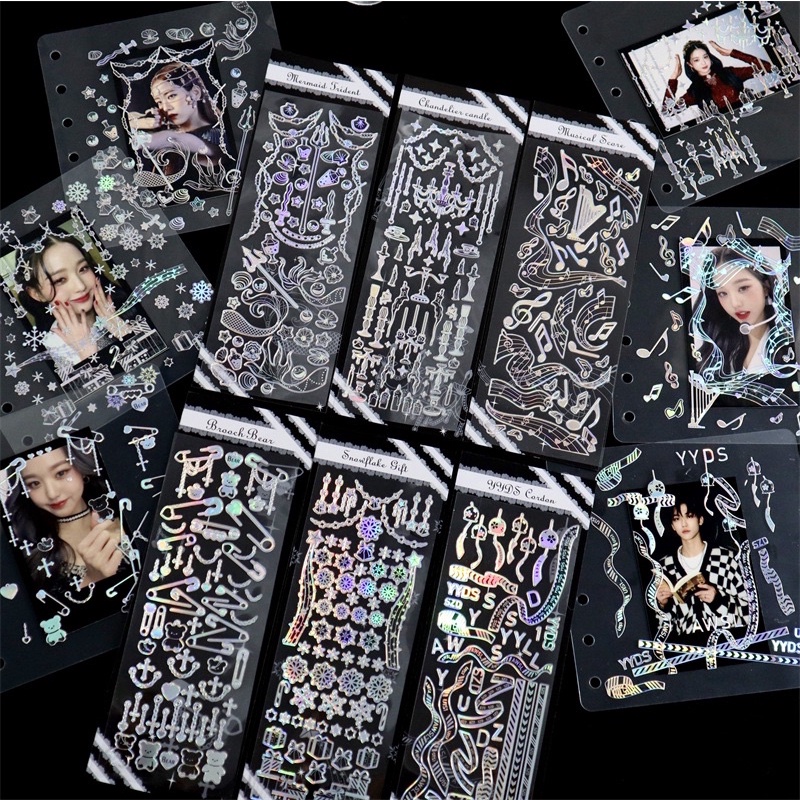 Sticker hologram trong suốt nhiều hoạ tiết dùng để trang trí