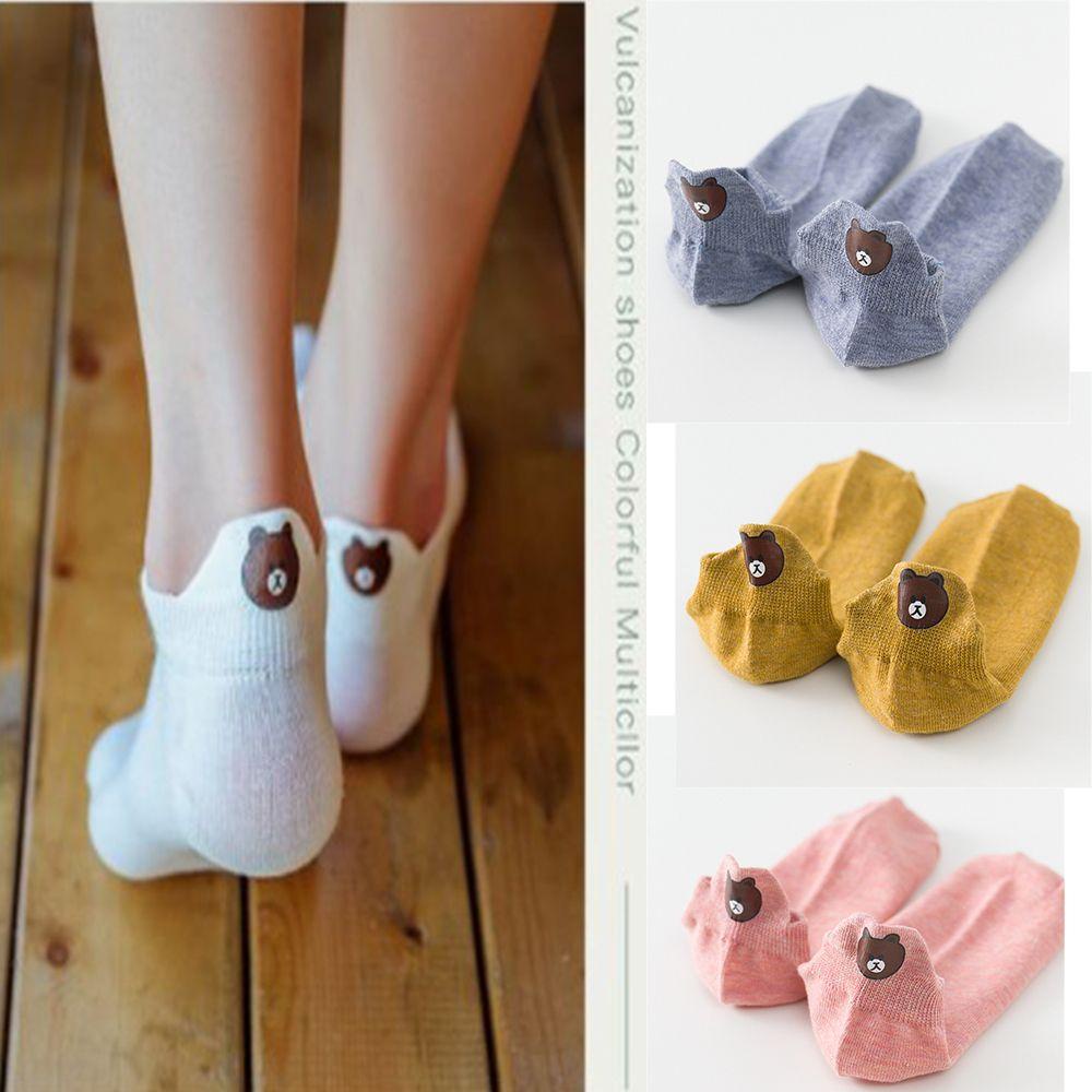 Vớ Thể Thao Ngắn Màu Sắc Kẹo Ngọt Họa Tiết Gấu Phong Cách Hàn Quốc Cho Nữ