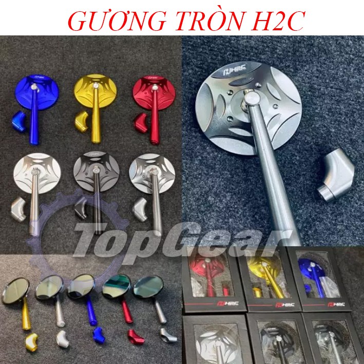 Gương Tròn H2C - Gương tròn xe máy CNC chân xéo &lt;TOPGEAR&gt;