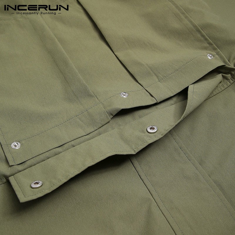 Áo INCERUN tay dài thiết kế phối mũ phong cách Hàn Quốc trẻ trung cho nam | BigBuy360 - bigbuy360.vn