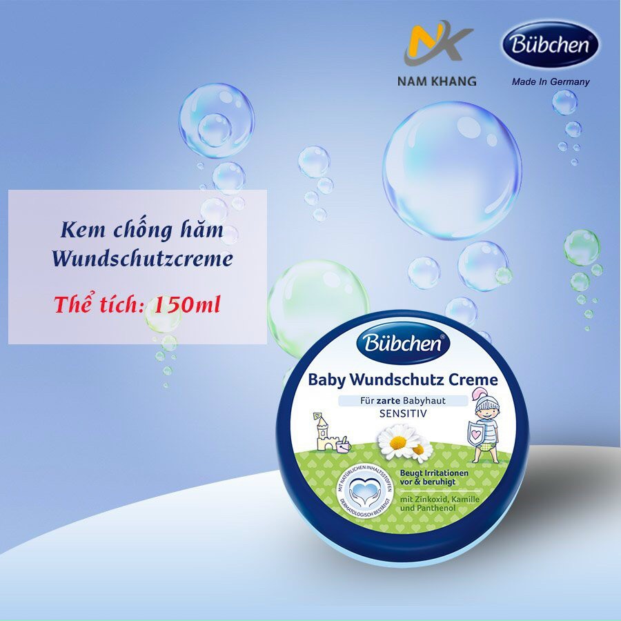 Kem chống hăm Bubchen Baby Wundschutz Creme | Chính hãng Bubchen, Đức | Hộp 150ml | Kem hăm hoa cúc La Mã