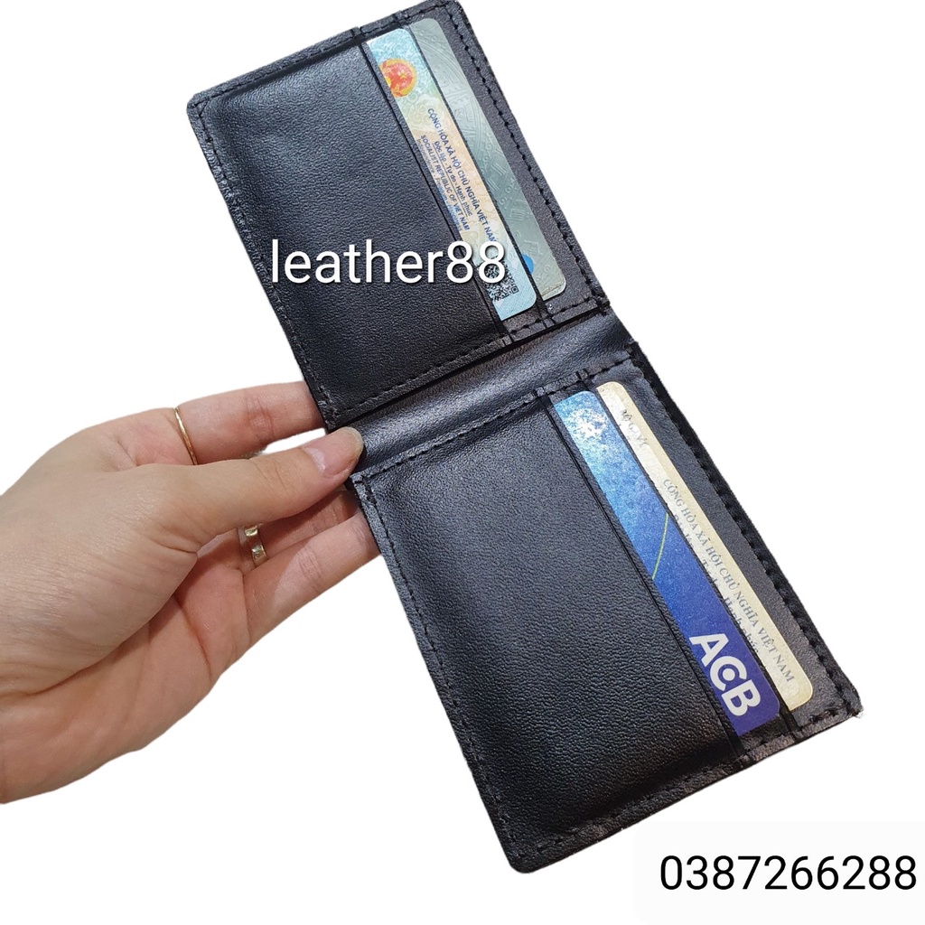 Ví mini nam da bò Nappa cao cấp nhỏ gọn , bóp ngang nhỏ da thật 100%