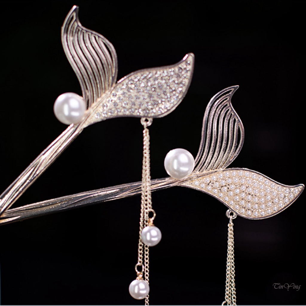 GETNOIVAS Trâm Cài Tóc Đuôi Cá Đính Ngọc Trai Phong Cách Retro Cho Nữ