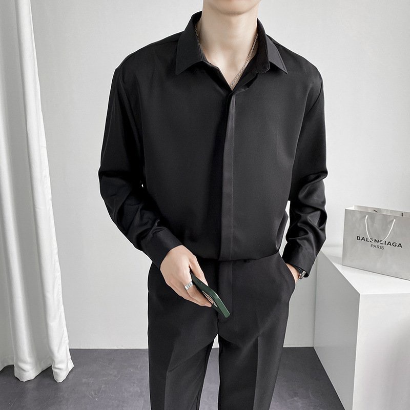 Áo sơ mi nam form rộng dài tay GIẤU NÚT vải Lụa mềm mịn ít nhăn MRGN01 Từ 40-85kg