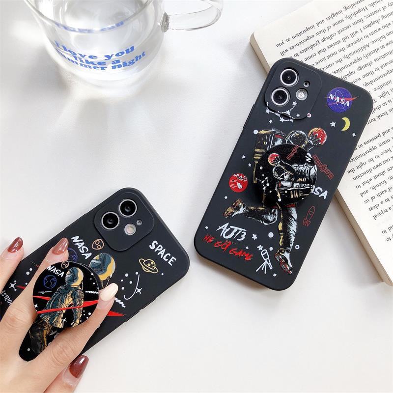 NASA Case Samsung A12 A02S A32 A52 A72 A50 A30s A50s A31 A21s A11 M11 A51 A71 A20 A30 A10s A20s  A10 M10S M40S  Soft Tpu Space astronaut Cover With stand holder