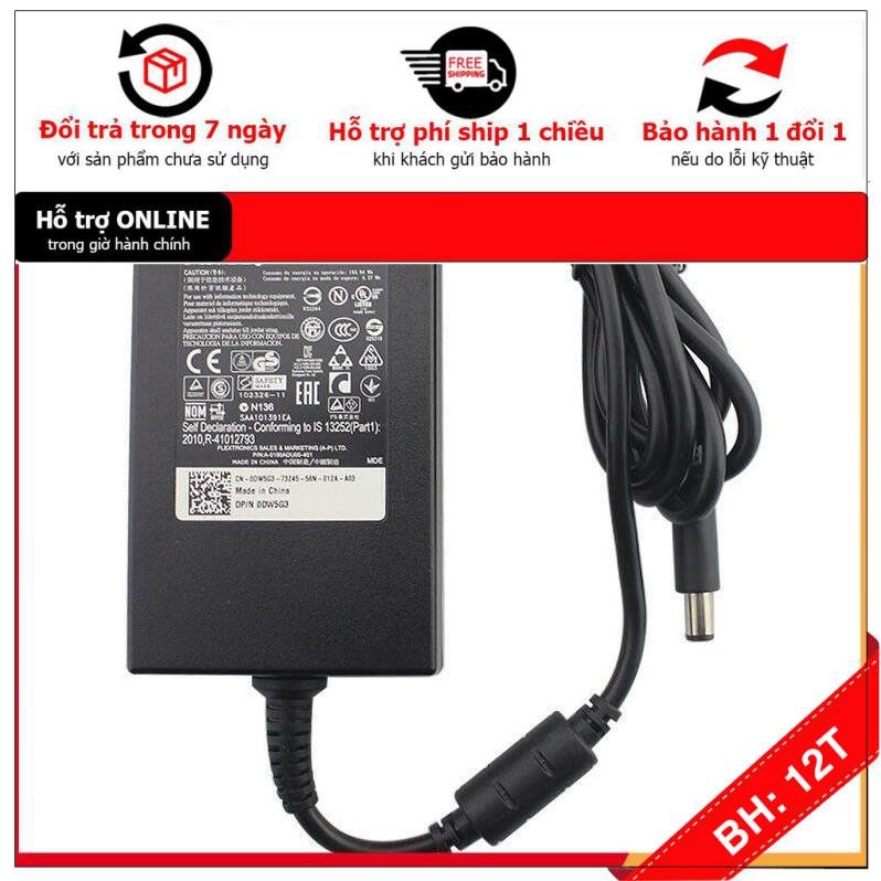 BH12TH SẠC LAPTOP DELL 19.5V - 9.23/ 180W SẠC ZIN DELL KIM LỚN 7.4MM  tặng dây nguồn