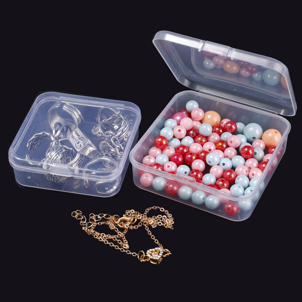Hộp Đựng Trang Sức Để Bàn Bằng Nhựa Trong Mờ Chống Bụi Hình Chữ Nhật / Vuông Đa Dạng