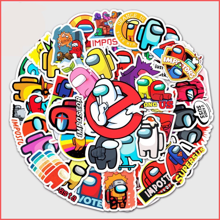 Sticker Among us dễ thương dán trang trí laptop, mũ nón bảo hiểm, vali, xe tay ga, ván trượt - MP.061