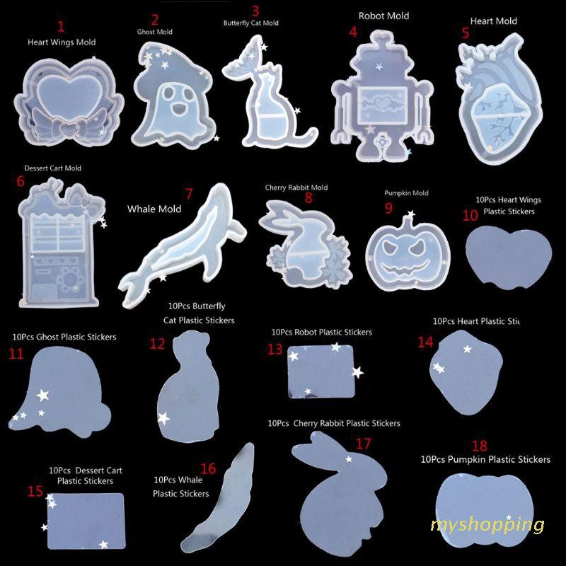 Khuôn Silicon Làm Đồ Trang Sức Hình Cá Voi / Mèo / Trái Tim / Ma Dễ Thương