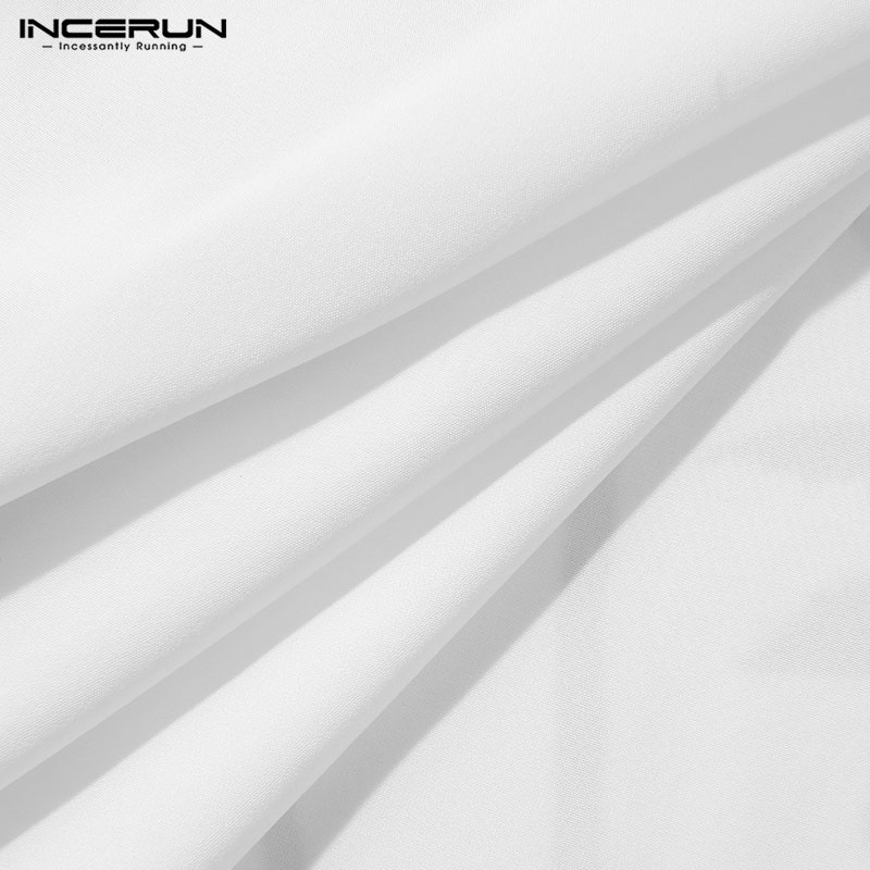 INCERUN Áo Sơ Mi Ngắn Tay In Họa Tiết Thời Trang Mùa Hè Dành Cho Nam