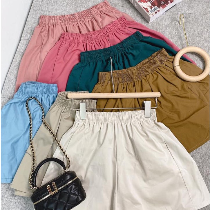 Quần short sooc đùi nữ fom váy to rộng chất mát cạp chun mix gì cũng đẹp-giadungsieure