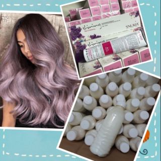 COMBO KEM NHUỘM TÓC TÍM KHÓI VÀ OXY TRỢ NHUỘM MINI