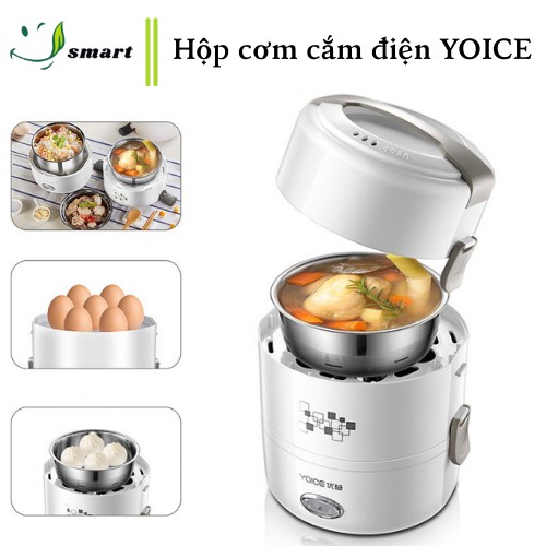 Hộp cơm cắm điện có thể nấu cơm và hâm nóng thức ăn giữ nhiệt tốt dùng cho văn phòng lõi Inox 3 tầng dung tích 2L
