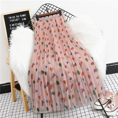 Chân Váy Lưới Họa Tiết Trái Tim | Smide Clothing