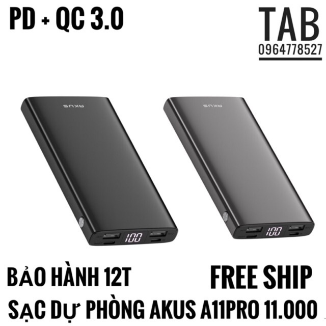 Sạc Dự Phòng Akus A11Pro 11.000mAh - Bảo Hành 12T