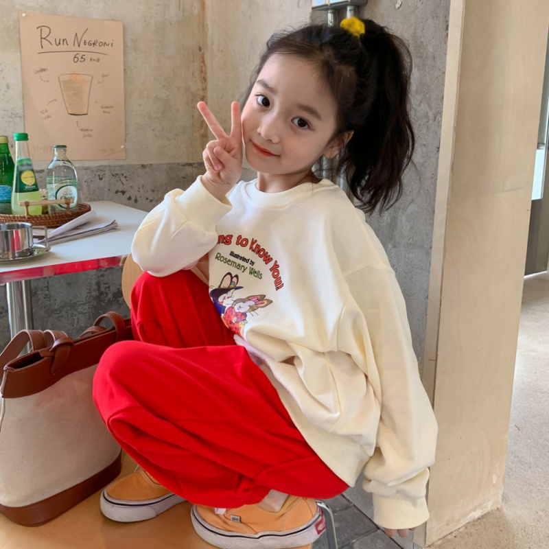 Áo Nỉ Dài Tay In Hình Thỏ Hoạt Hình Thời Trang Cho Bé Gái