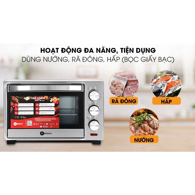 Lò Nướng Điện Thùng Inox Cao Cấp, Kích Thước Lớn 25L, Hàng Chính Hãng Công Nghệ Nhật Bản