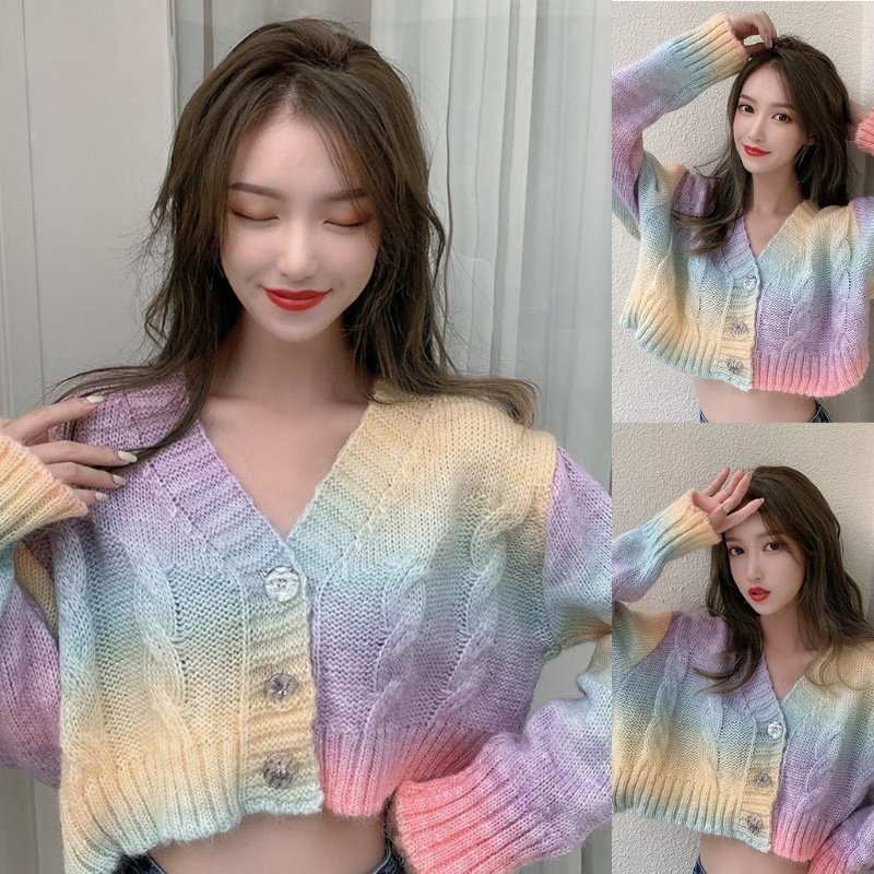 Áo Khoác Cardigan Dệt Kim Nhuộm Màu Thời Trang Nữ