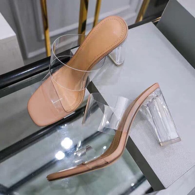 Dép cao gót 2 quai trong gót trong 9p cực chảnh kèm ảnh thật cuối