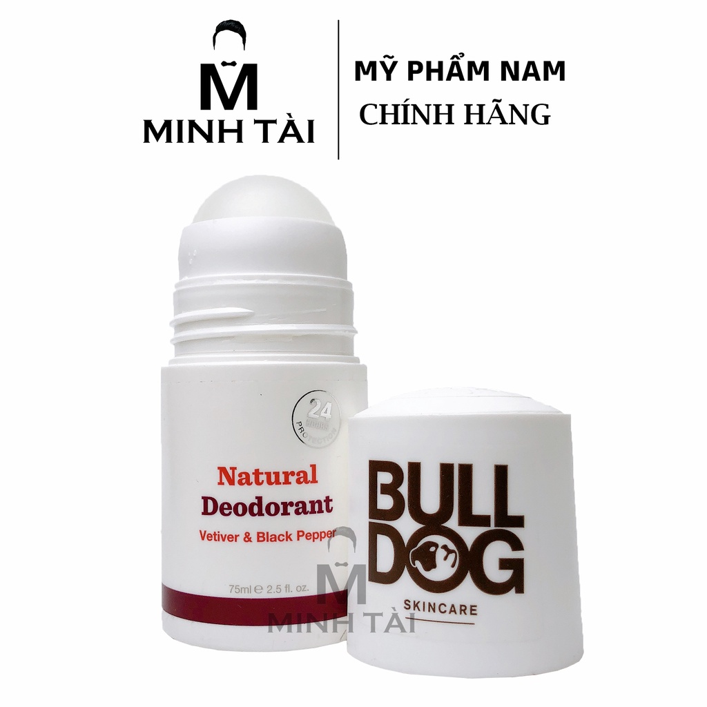 Lăn Khử Mùi Cho Nam BULLDOG Vetiver &amp; Black Pepper Natural Deodorant - 75ml - Hàng Chính Hãng