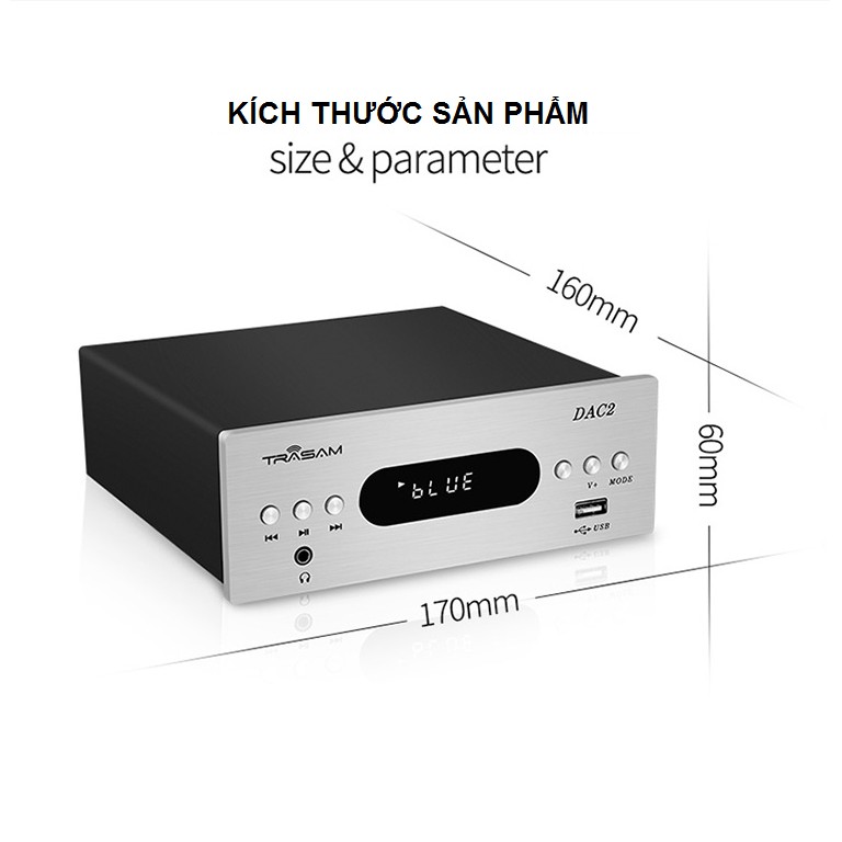 [Mã 44ELSALE2 giảm 7% đơn 300K] Bộ DAC Giải Mã TRASAM DAC 2 Bluetooth 24BIT/192KHZ