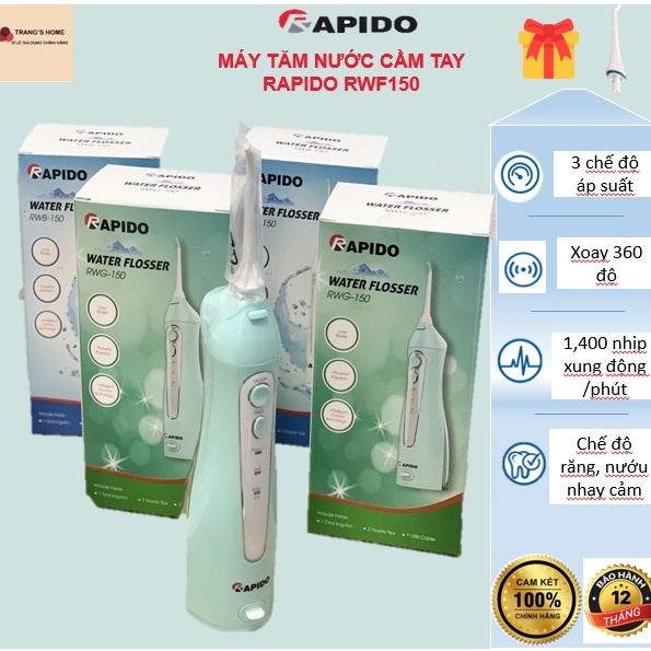 MÁY TĂM NƯỚC CẦM TAY RAPIDO RWF150, PIN XẠC ĐIÊN, CÔNG NGHỆ ĐỨC, TĂM NƯỚC CẦM TAY RAPIDO, BÀO HÀNH CHÍNH HÃNG FERROLI