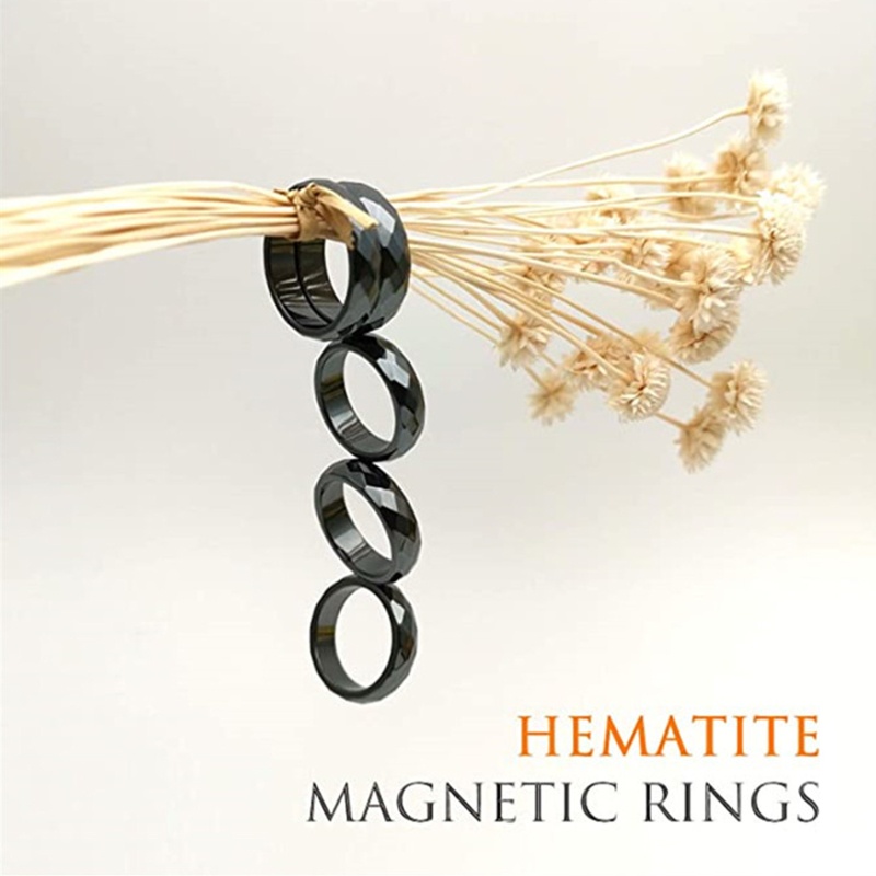 Nhẫn Đeo Tay Đá Hematite Màu Đen Đơn Giản Thời Trang Cho Cặp Đôi