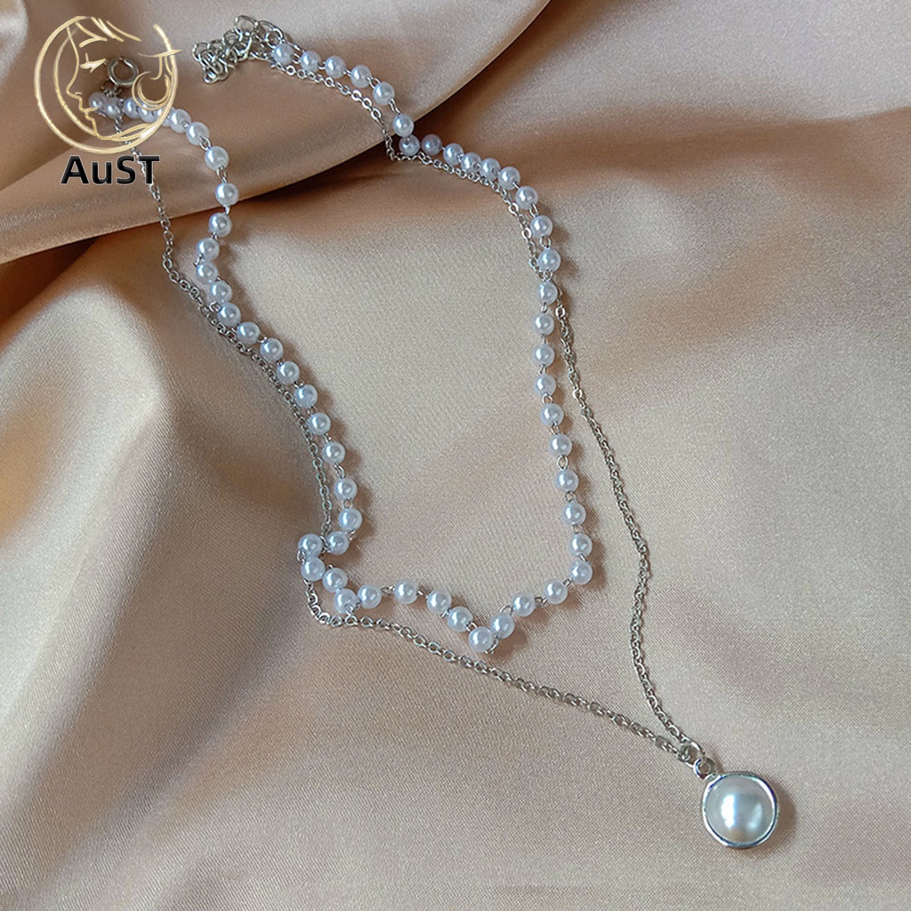 Vòng Cổ Hai Lớp Đính Ngọc Trai Nhân Tạo Thanh Lịch Dành Cho Nữ