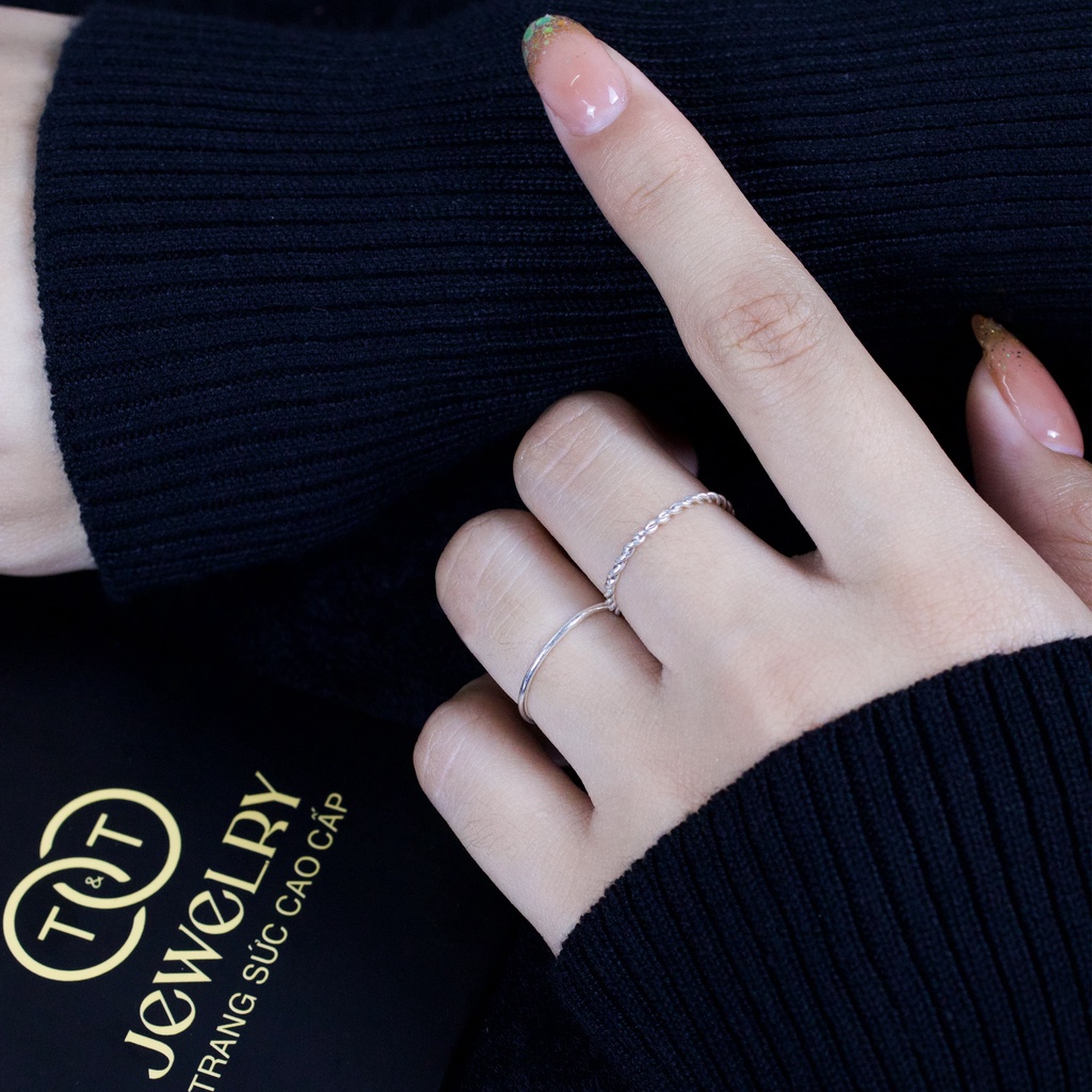 Nhẫn Bạc Nữ s925 T&amp;T Jewelry Trơn cao cấp NN015