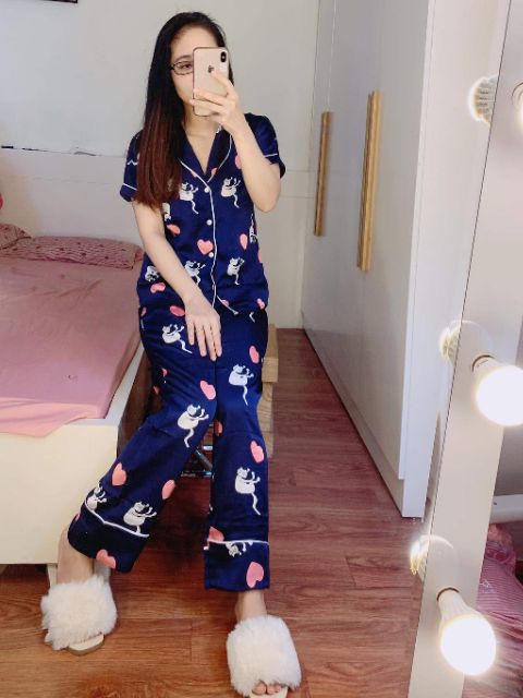 [THANH LÝ ] Bộ Lụa satin Áo Cộc Quần Dài