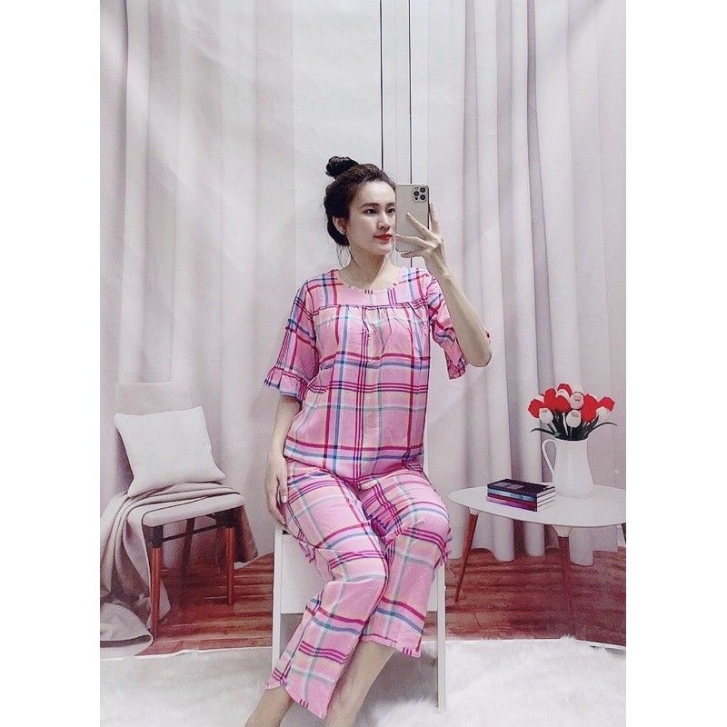 Bộ tole lanh nữ quần dài size M, L hàng vnxk. Bộ tole mặc nhà