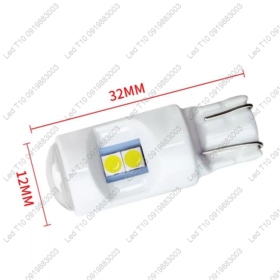 01 bóng LED T10 ĐÚC SỨ 6smd 3030 lắp cho demi, xi nhan xe máy ô tô