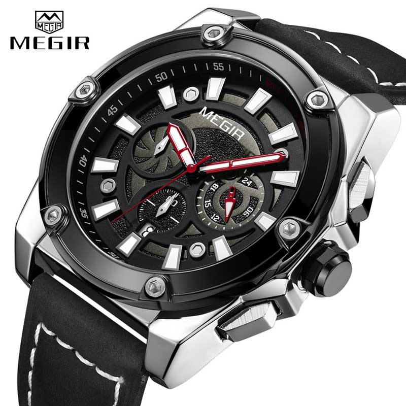 Đồng Hồ Đeo Tay MEGIR 2122 Chống Nước 3 Pha Màu Dạ Quang Dành Cho Nam