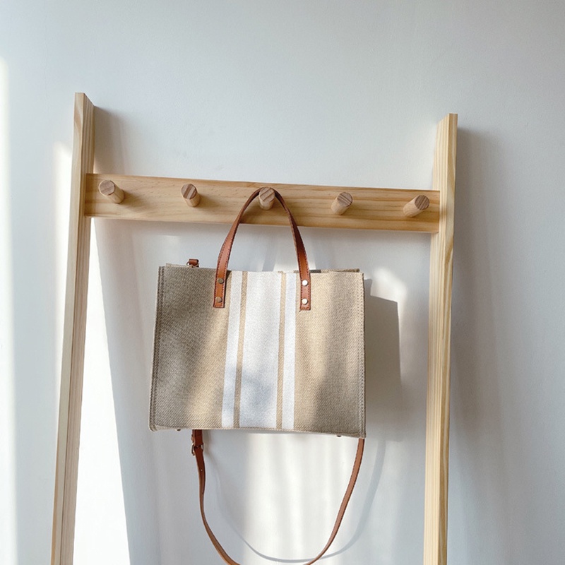 Túi canvas IELGY họa tiết sọc phong cách Hàn Quốc sức chứa lớn cho phụ nữ đi dạo phố đi làm