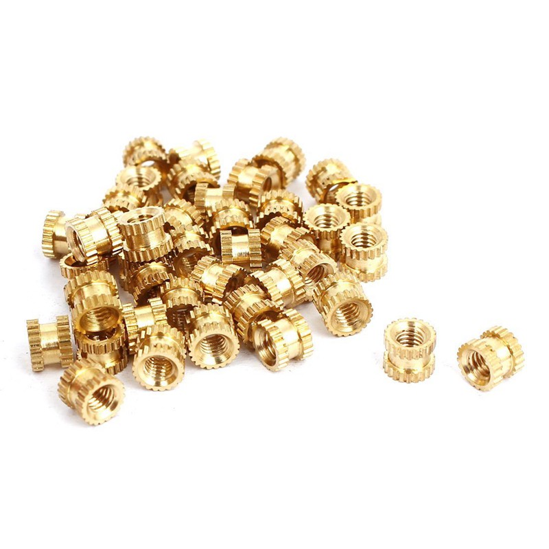 M3 4mm x 5mm Bushing Threaded Brass Fluted Insert Bound Nuts 40 pcs.