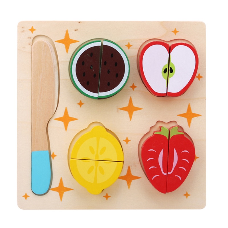 Kitchen Accessories New Wooden Kids Pretend Role Play Kitchen Fruits Vegetables Toys Cutting Set