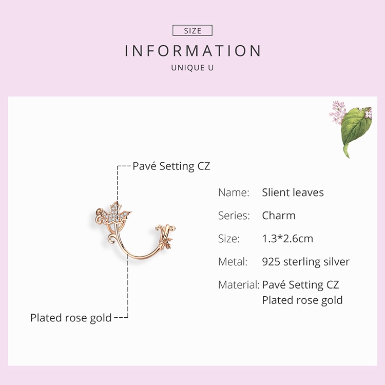 BAMOER Bông Tai  BạC 925 HìNh Lá Phong