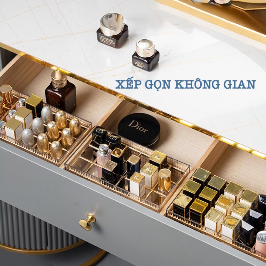 Hộp Đựng Son Enoda Home Trong Suốt Viền Vàng Chia Ô Cao Cấp R003