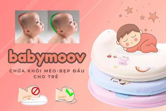 (Màu xanh) Gối cao su non Babymoov chống méo đầu, bép đầu cho trẻ sơ sinh