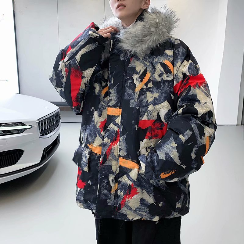 Áo phao nam mũ lông mùa đông họa tiết độc lạ mẫu mới