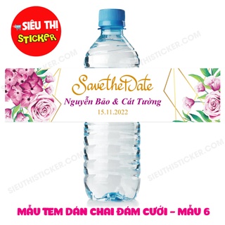 Combo 10 Tem nhãn dán chai nước suối đám cưới (đổi tên theo yêu cầu)