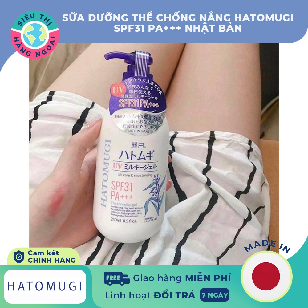 Sữa dưỡng thể chống nắng Hatomugi SPF31 PA+++[giúp chống lại tác hại của tia UV, ngăn ngừa nám, tàn nhang]