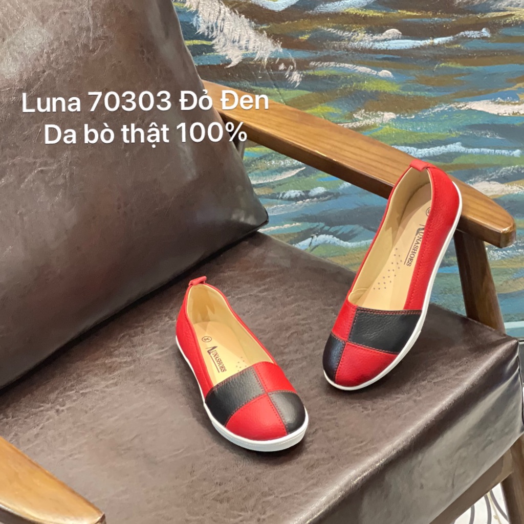 Giày bệt nữ da bò thật 100% và bảo hành 2 năm 1 đổi 1 LUNASHOES 70303 dễ phối đồ giầy lười slip on