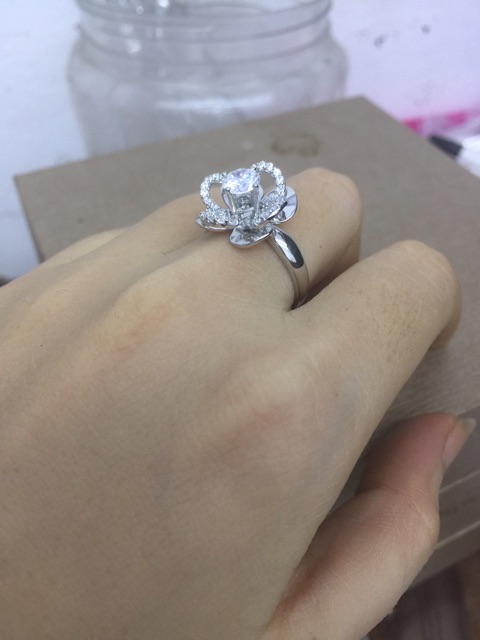 Nhẫn bạc korea chuẩn mạ vàng trắng nmj hoa